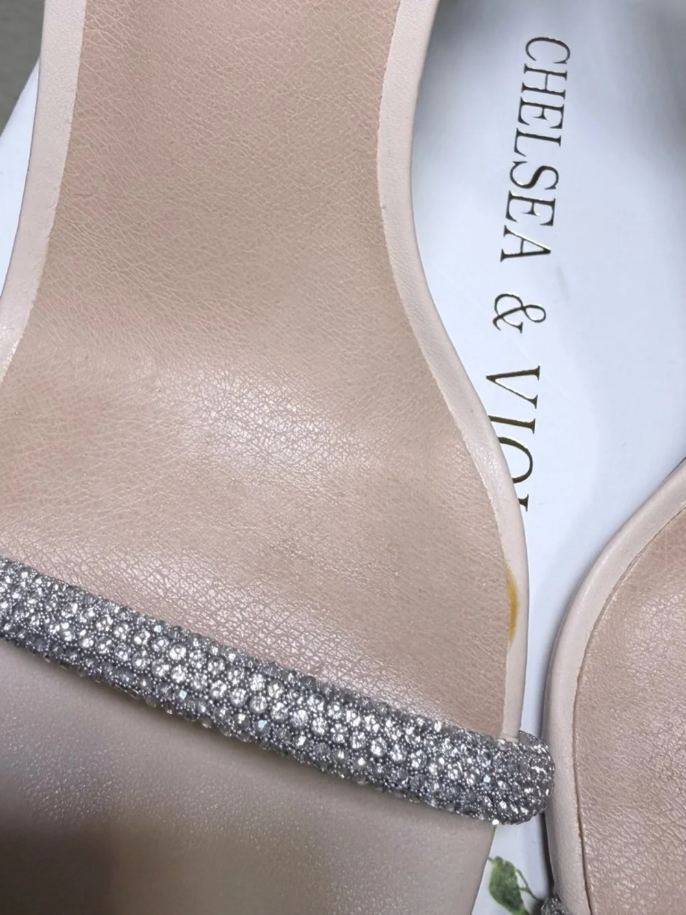 Chelsea & Violet Blush Rhinestone Ankle-Strap Heels - Picture 8 of 9